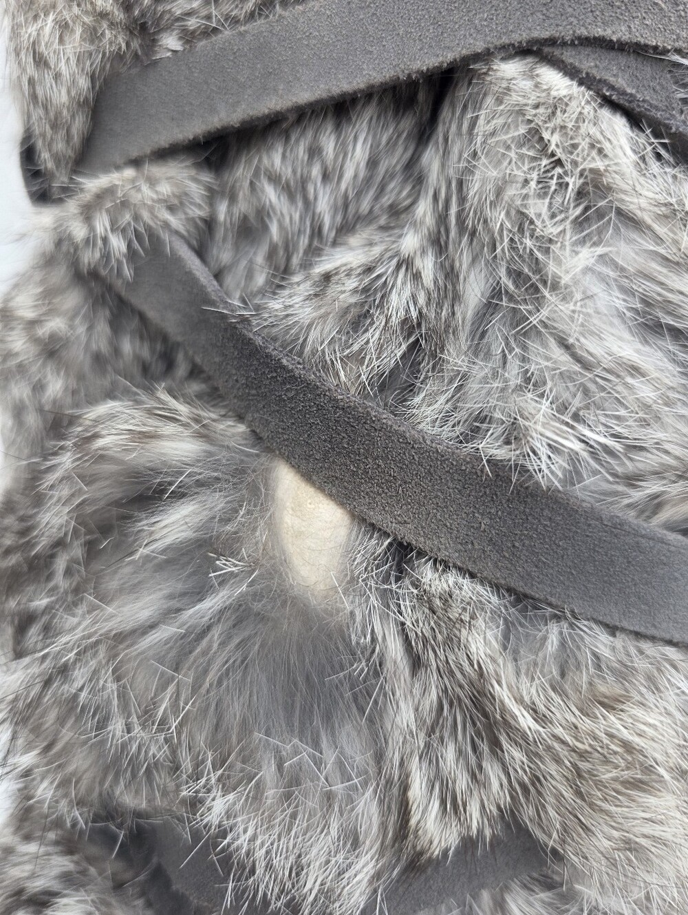 Manitobah Mukluks Tall Wrap Winter Snow Boots Charcoal Grey Rabbit Fur Size W6 - Picture 7 of 16